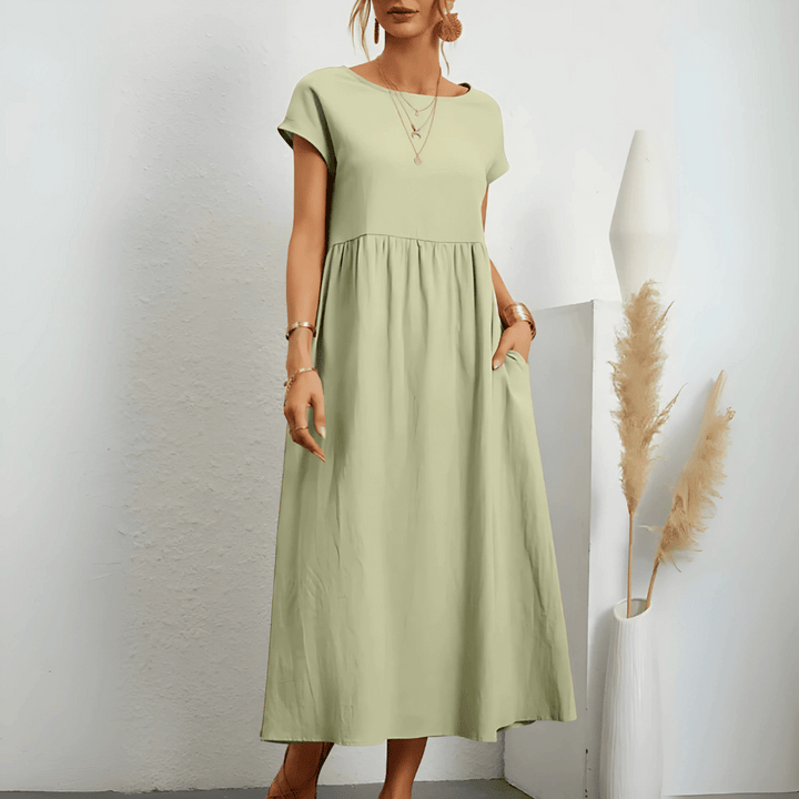 Vintage-Maxikleid aus Baumwollleinen für Damen