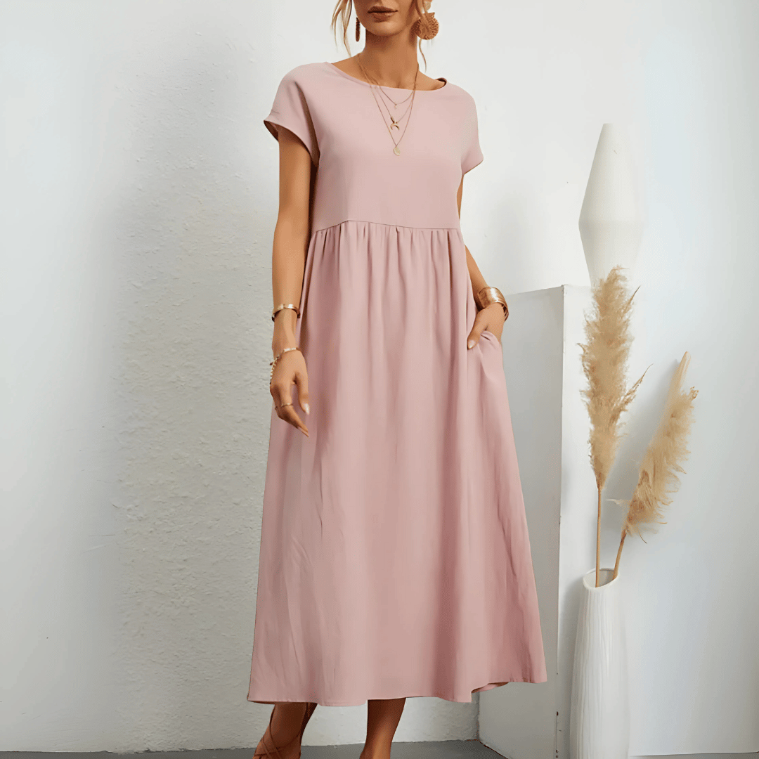 Vintage-Maxikleid aus Baumwollleinen für Damen