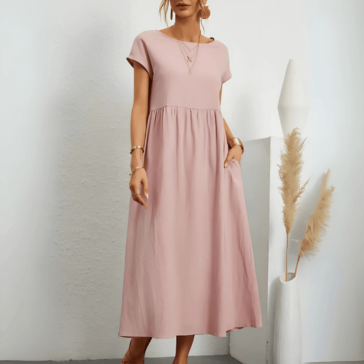 Vintage-Maxikleid aus Baumwollleinen für Damen