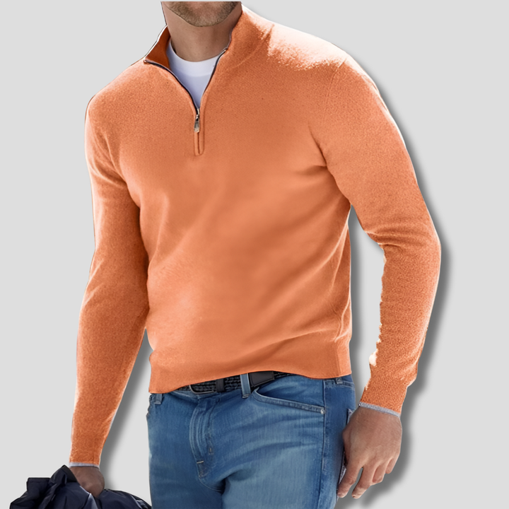 Baumwollpullover mit Reißverschlusskragen für Herren