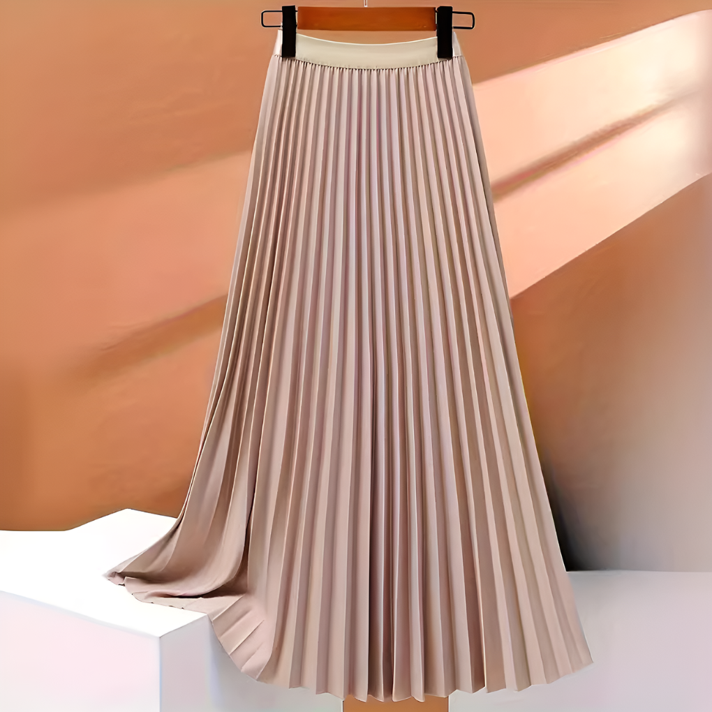 Satin-Plisseerock mit hoher Taille