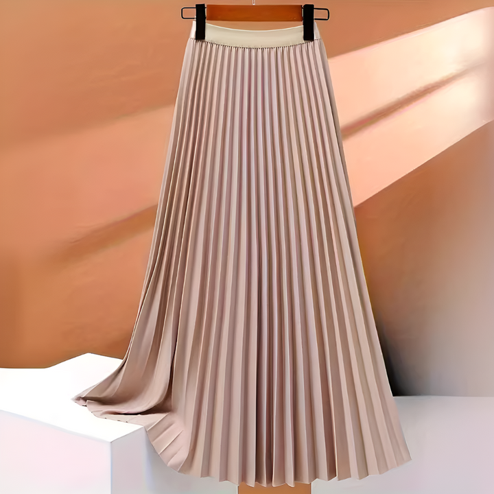 Satin-Plisseerock mit hoher Taille