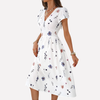 Damen V-Ausschnitt Kleid mit Taschen