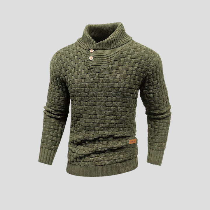 Halbkragen-Pullover mit Knöpfen für Herren