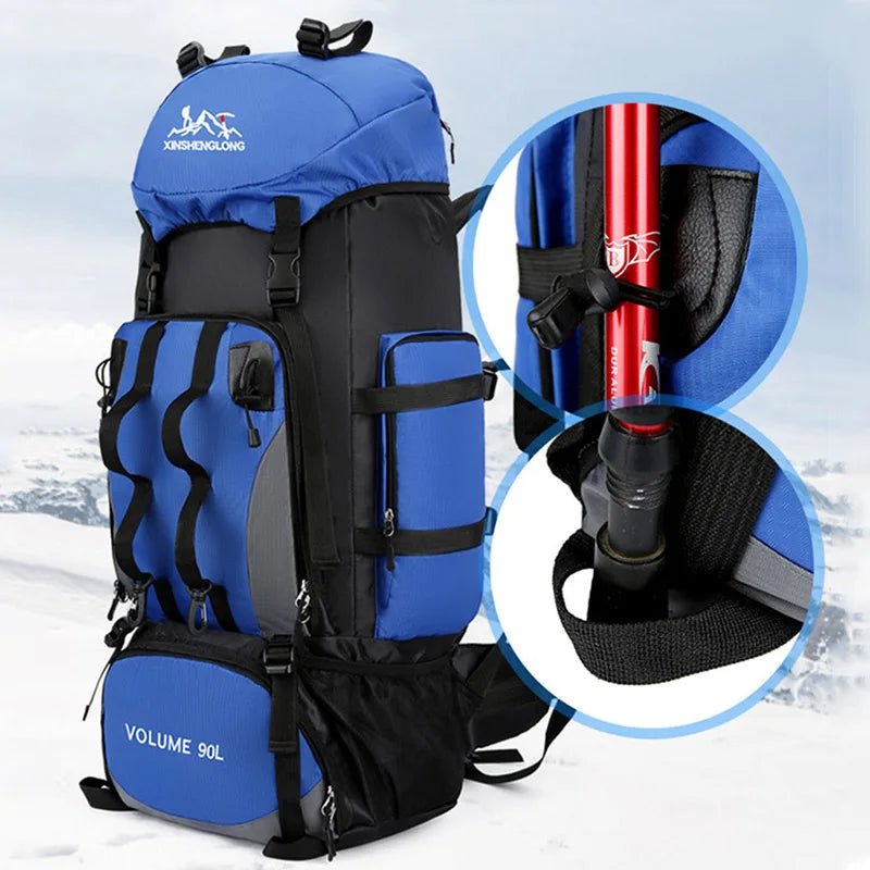 90 l wasserabweisender Camping- und Wanderrucksack