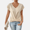 Damenbluse mit V-Ausschnitt und drapiertem Saum