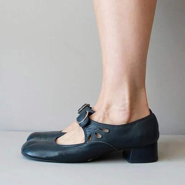 Elegante Damen-Lederschuhe mit niedrigem Absatz