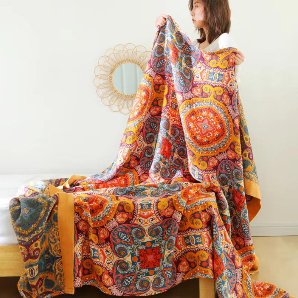 Sunrise Boho Wende-Decke
