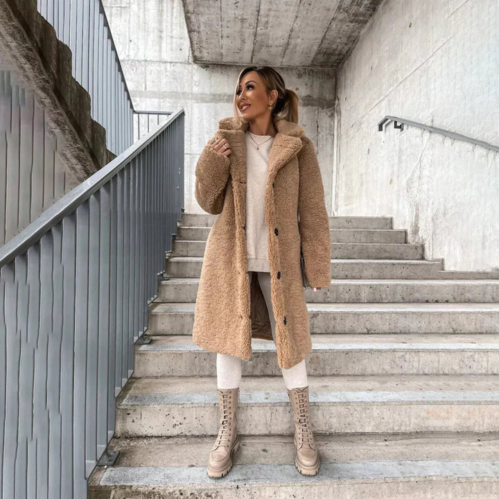Langer Teddy-Mantel für Damen