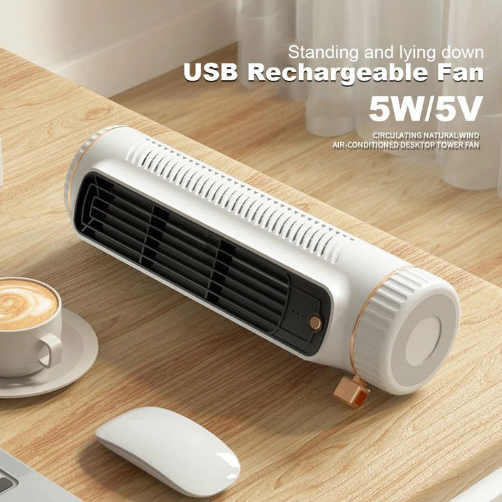 Tragbarer Turmventilator Ohne Rotorblätter, Leiser USB Akku Ventilator, Mini Luftkühler