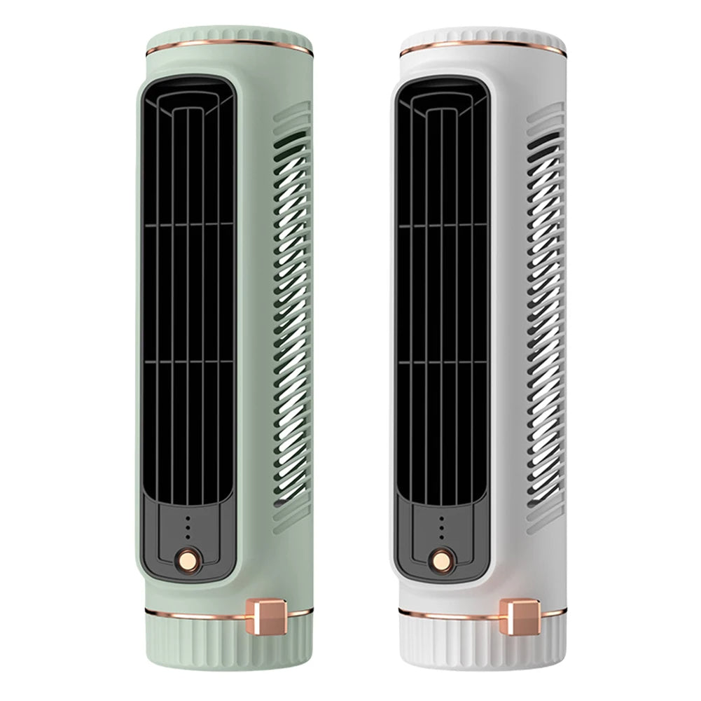 Tragbarer Turmventilator Ohne Rotorblätter, Leiser USB Akku Ventilator, Mini Luftkühler
