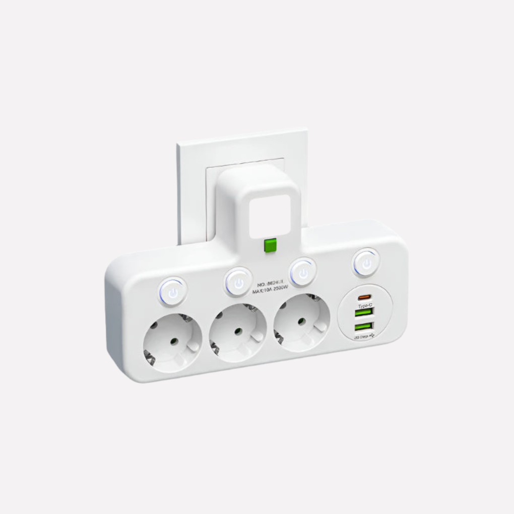 Steckdosenleiste mit USB- und Typ-C-Anschlüssen
