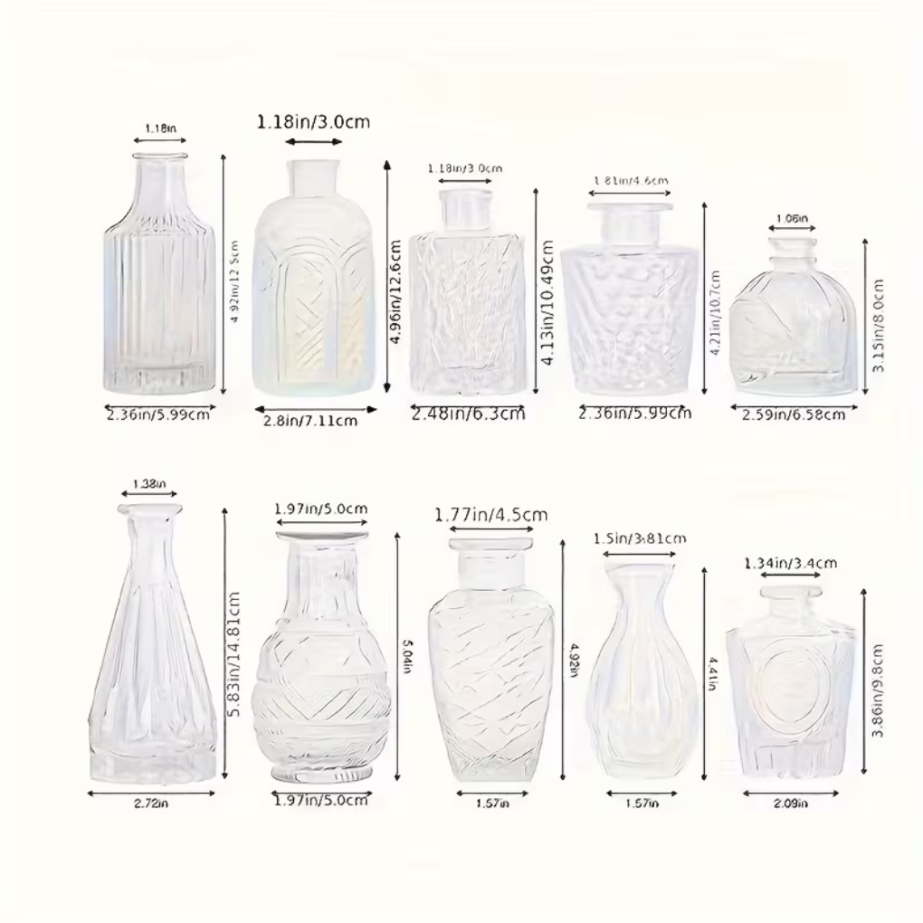 Transparentes Relief-Vasen-Set
