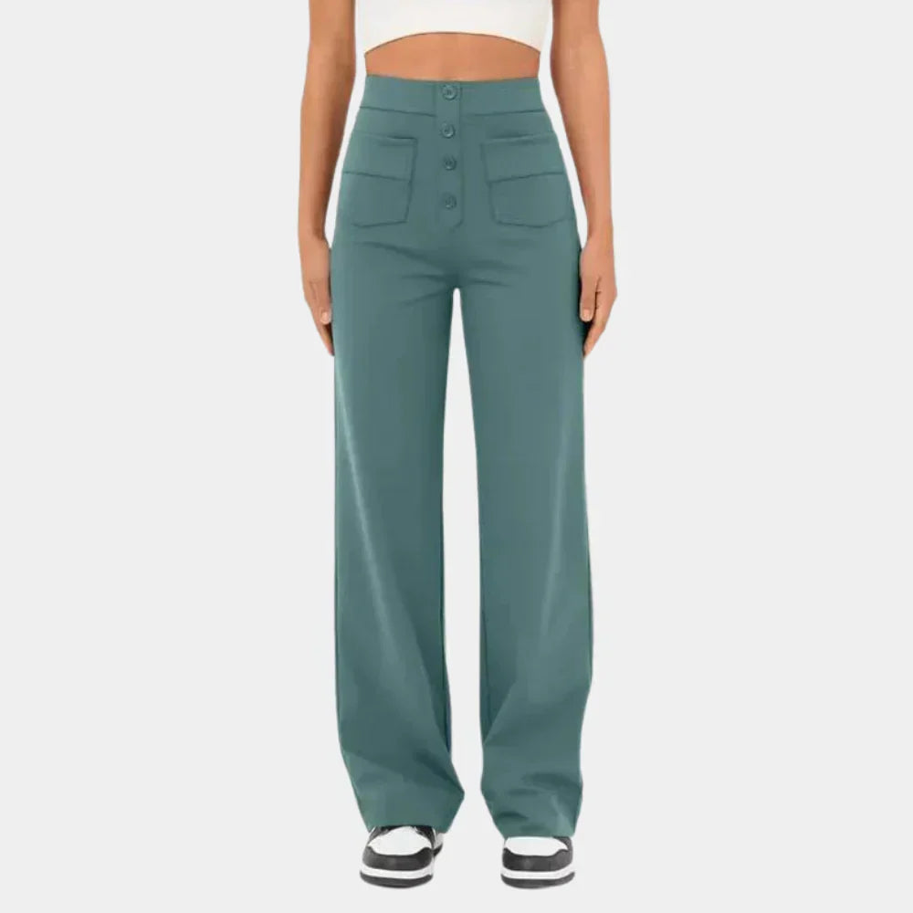 Hoch taillierte Straight-Leg-Hose für Damen