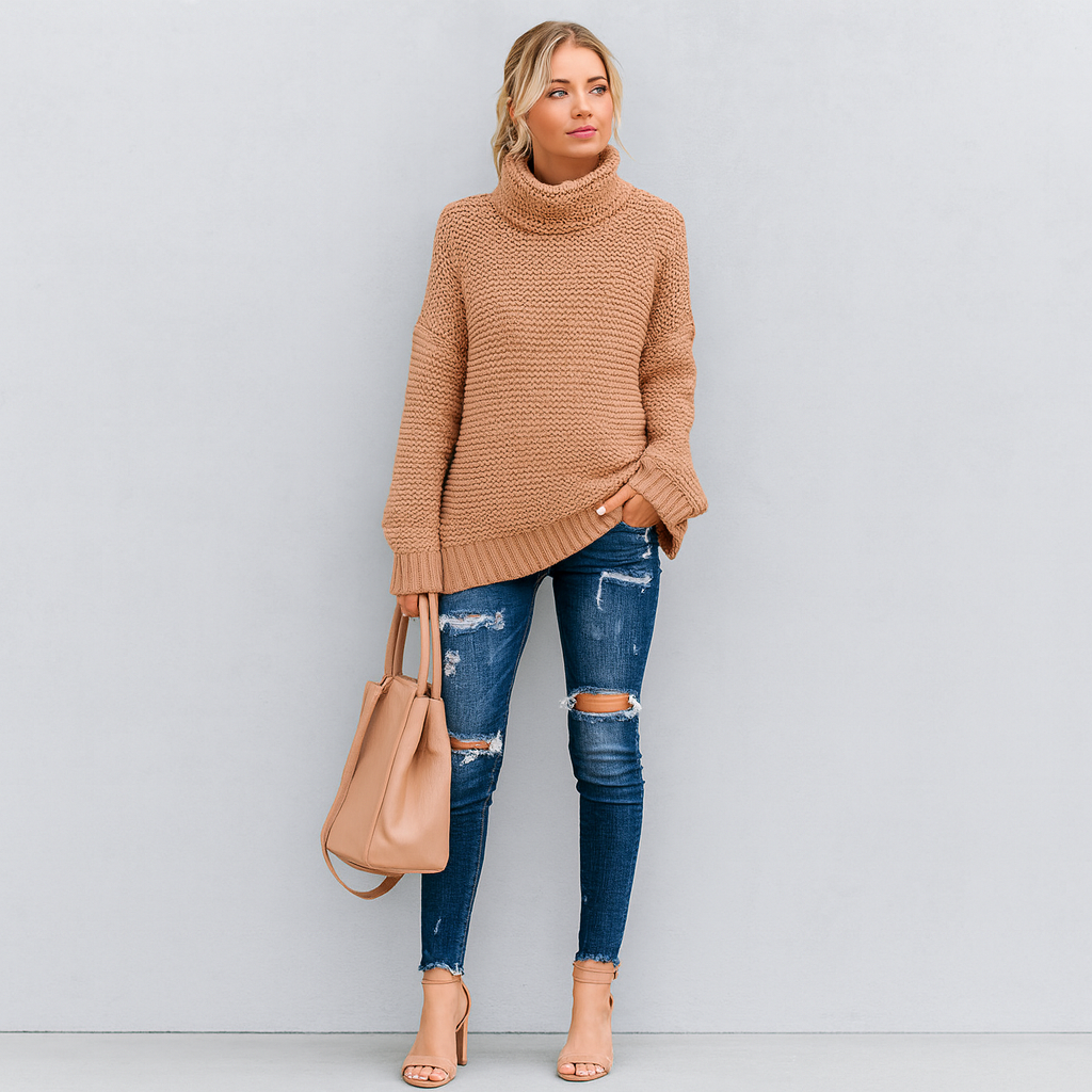 Luxuriöser Strickpullover mit Rollkragen für Damen