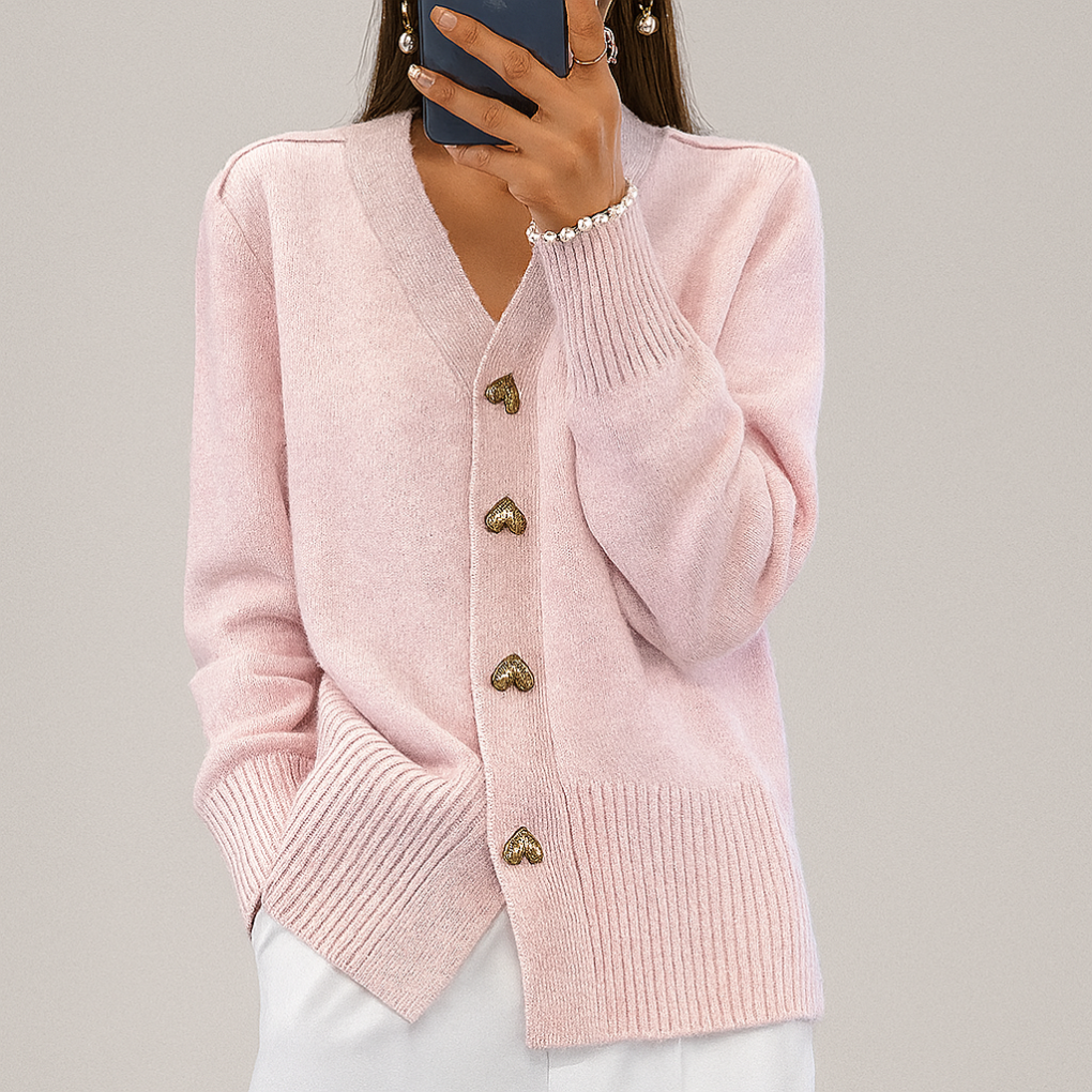 Gemütliche Strickjacke mit V-Ausschnitt