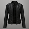 Taillierte rote Leder-Motorradjacke für Damen