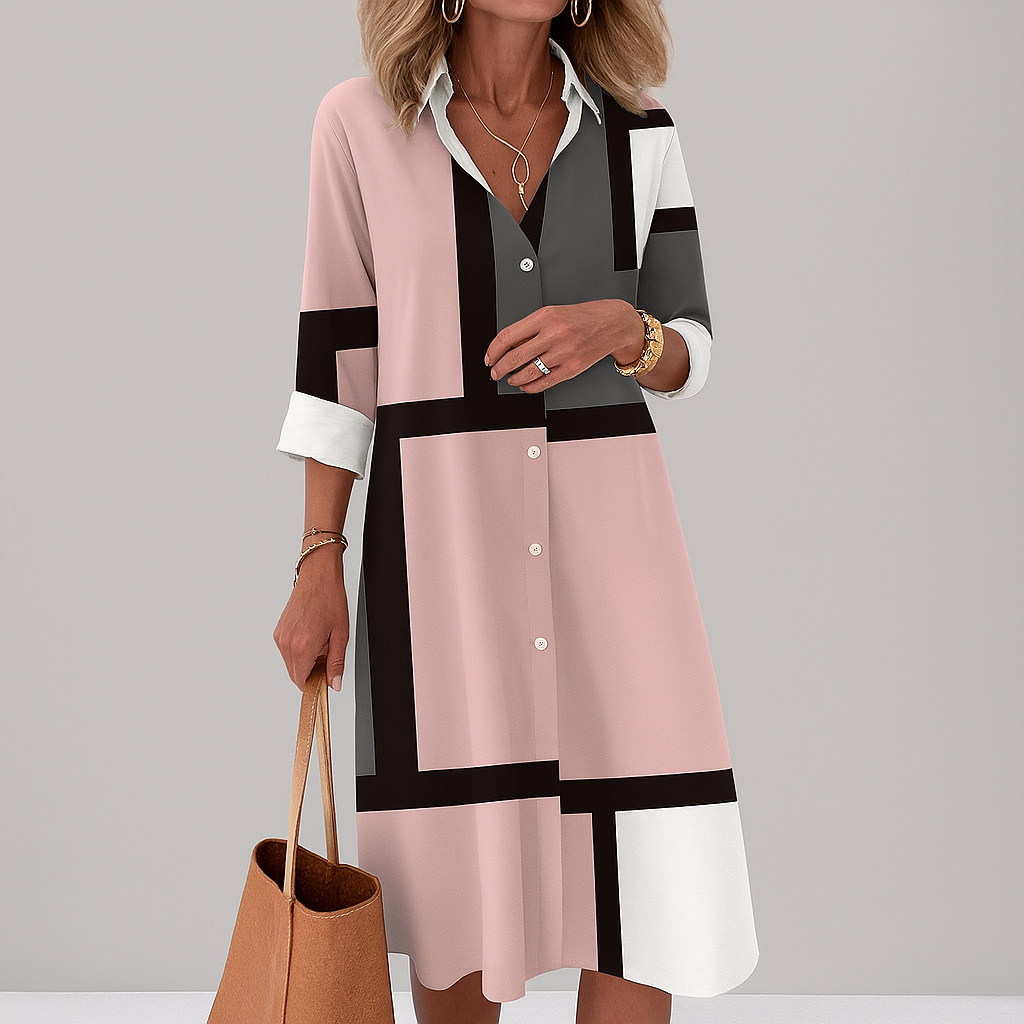 Damen-Hemdkleid mit geometrischem Muster