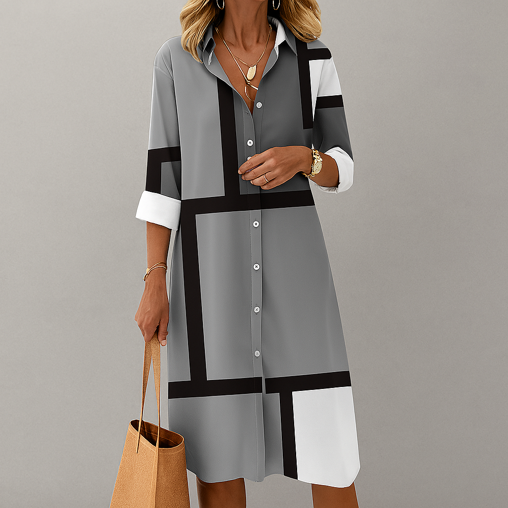 Damen-Hemdkleid mit geometrischem Muster