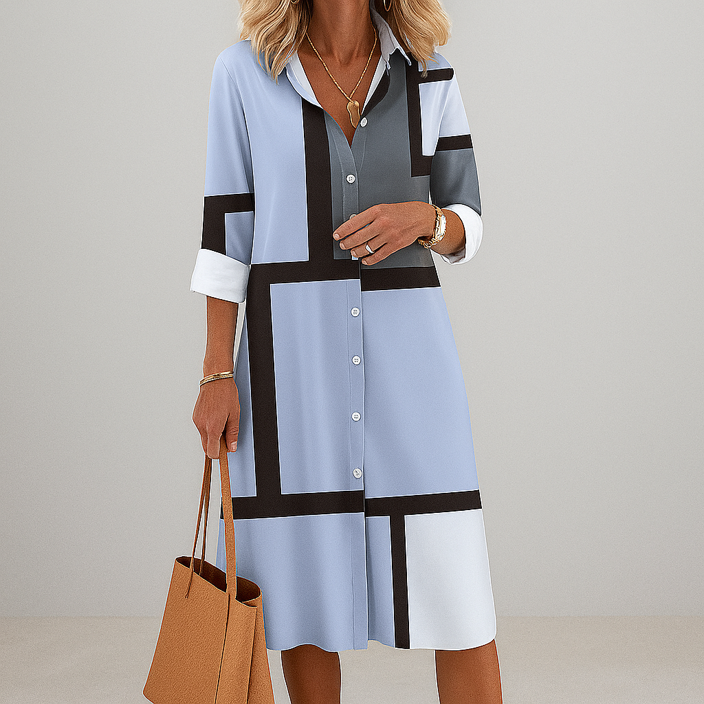 Damen-Hemdkleid mit geometrischem Muster