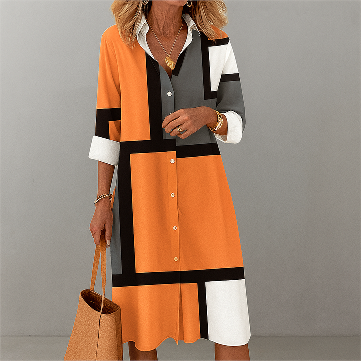 Damen-Hemdkleid mit geometrischem Muster