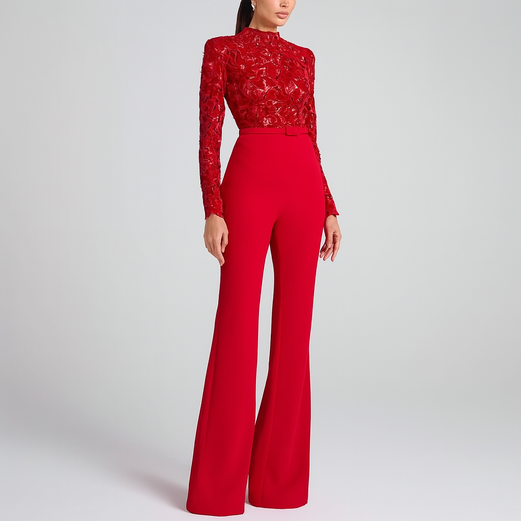 Eleganter, bestickter Spitzen-Jumpsuit für Damen