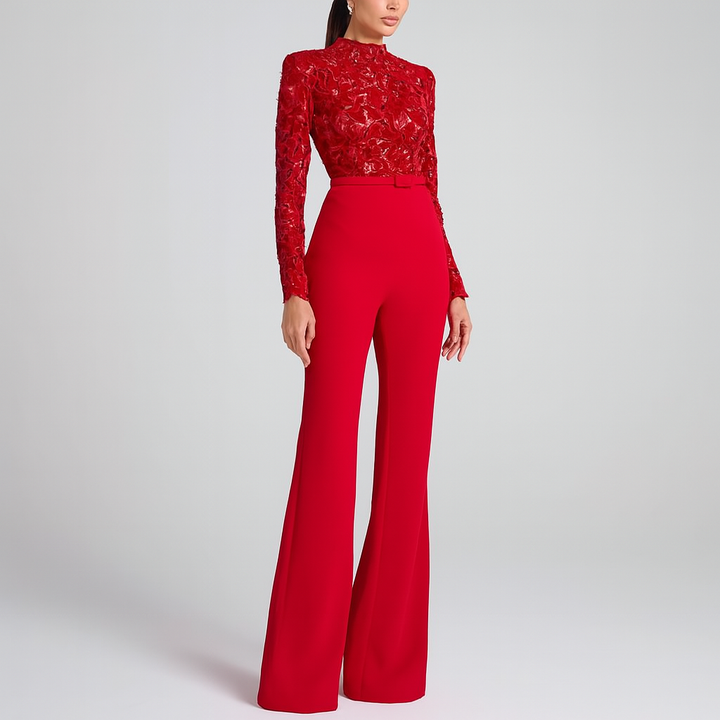 Eleganter, bestickter Spitzen-Jumpsuit für Damen