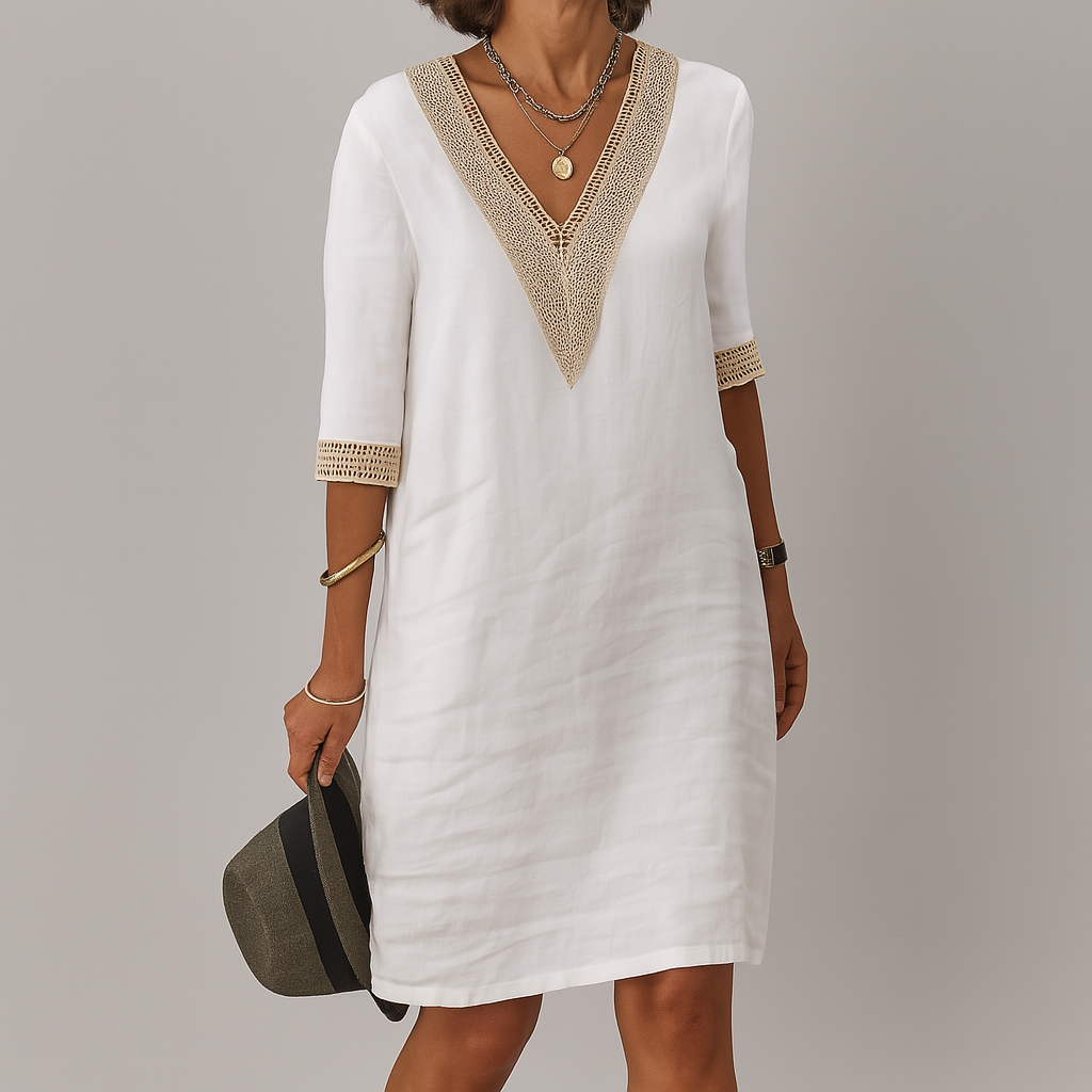 Modisches Sommerkleid aus Leinen für Damen