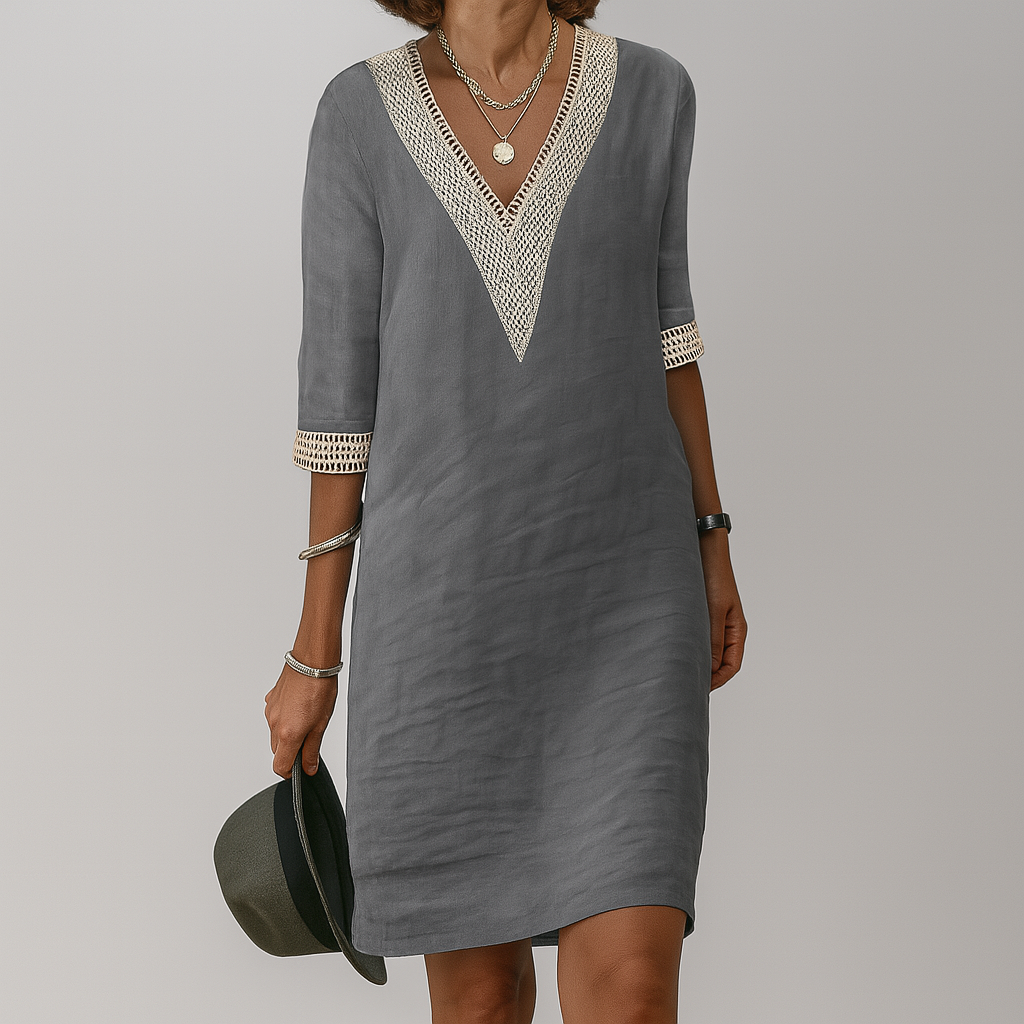 Modisches Sommerkleid aus Leinen für Damen