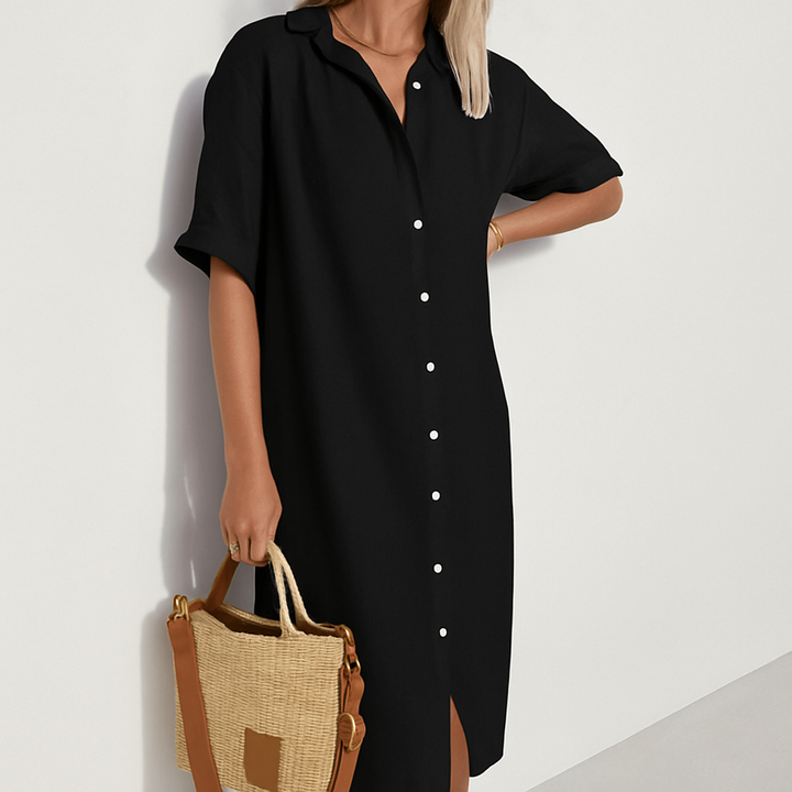 Damen-Leinenhemdkleid