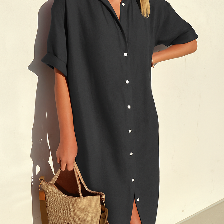 Damen-Leinenhemdkleid