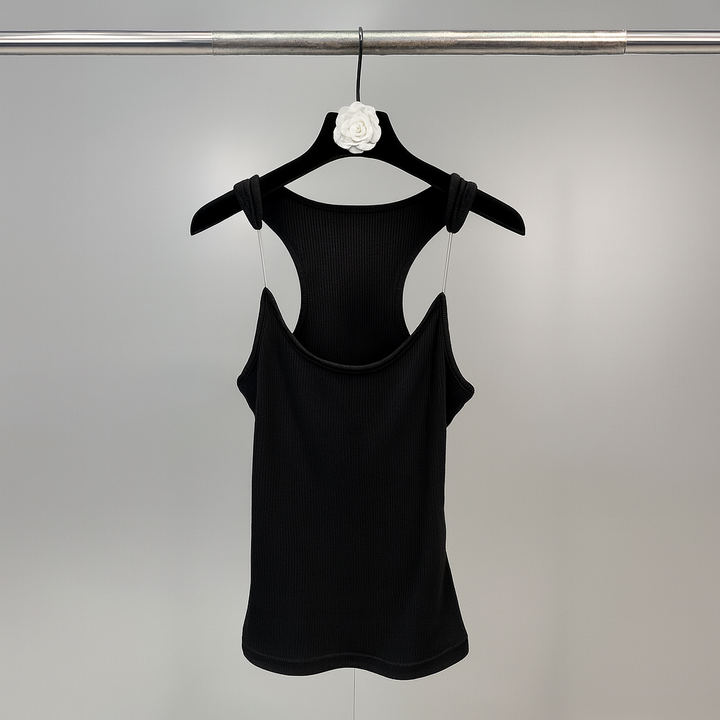 Damen Tank-Top mit unsichtbaren Trägern und Rippstrick