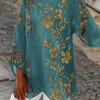 Goldene Langarmbluse mit Blumenmuster