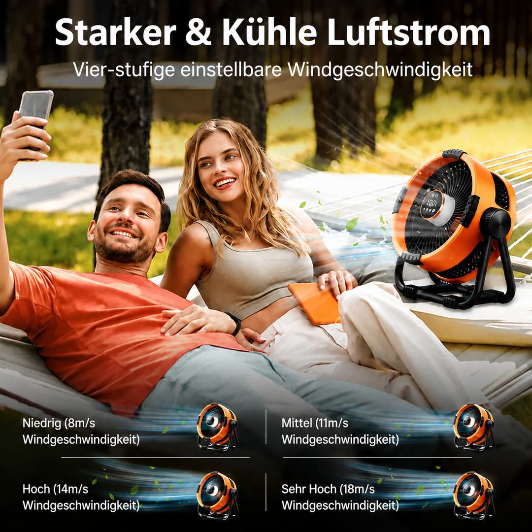 Camping-Ventilator mit 20.000 mAh Powerbank