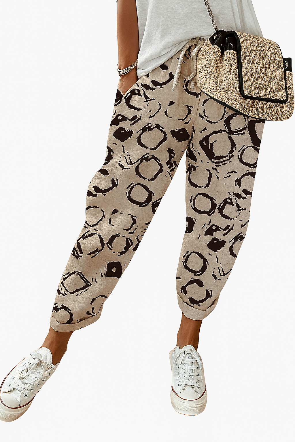 Weit geschnittene bedruckte Hose für Damen