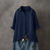Baumwollbluse mit Knopfleiste und gerüschtem Saum