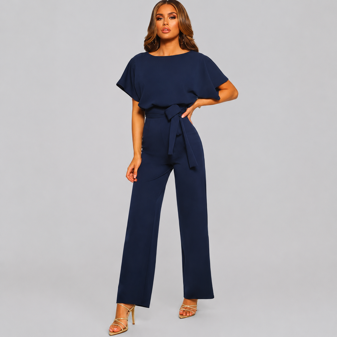 Damen Kurzarm Gerade Bein Jumpsuit