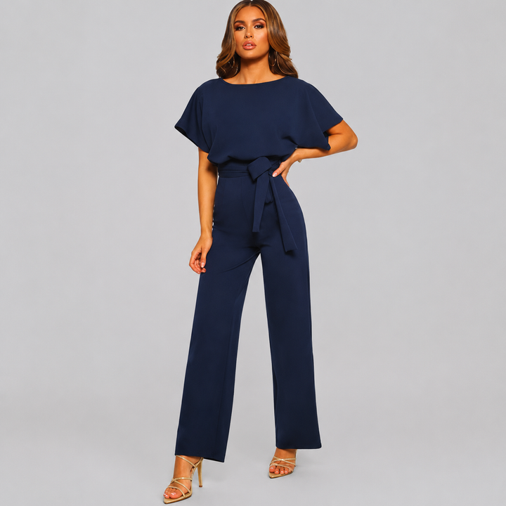 Damen Kurzarm Gerade Bein Jumpsuit