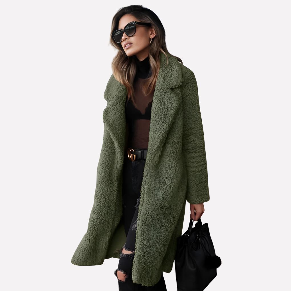 Damen Langer Teddy-Mantel
