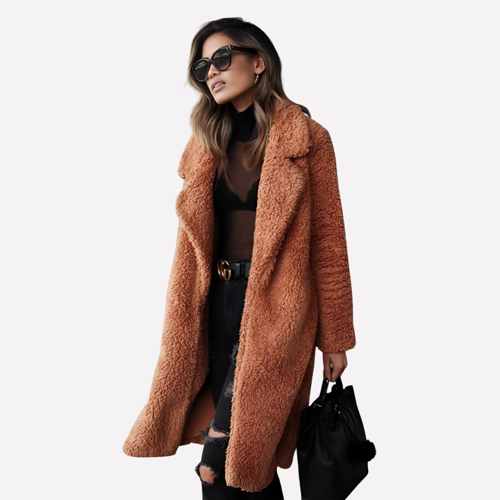 Damen Langer Teddy-Mantel