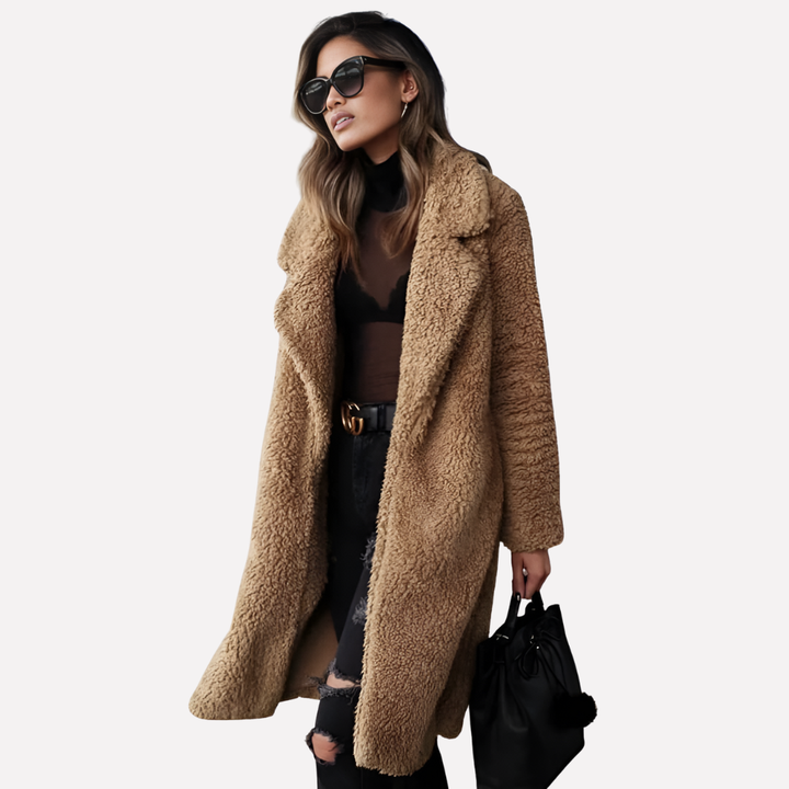Damen Langer Teddy-Mantel