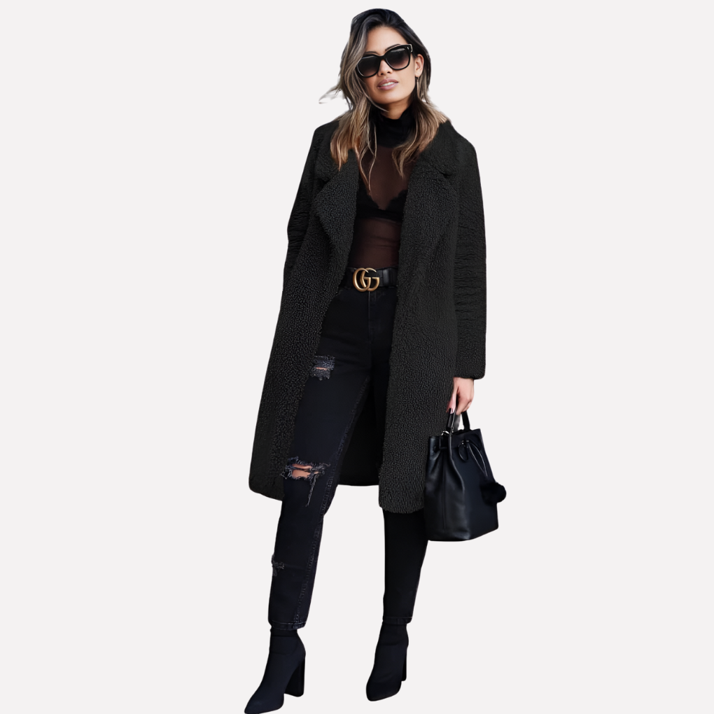 Damen Langer Teddy-Mantel