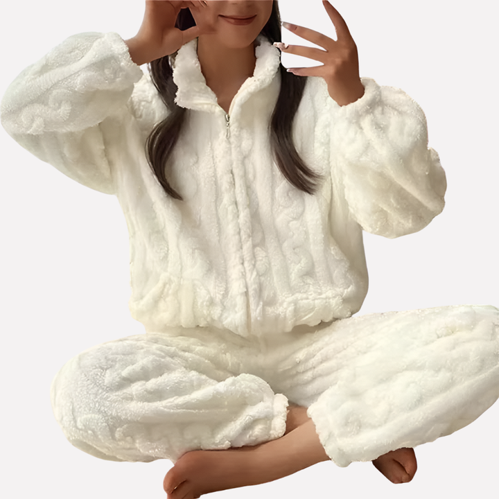 Damen Fleece Schlafanzug Set