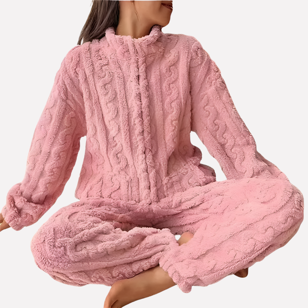 Damen Fleece Schlafanzug Set