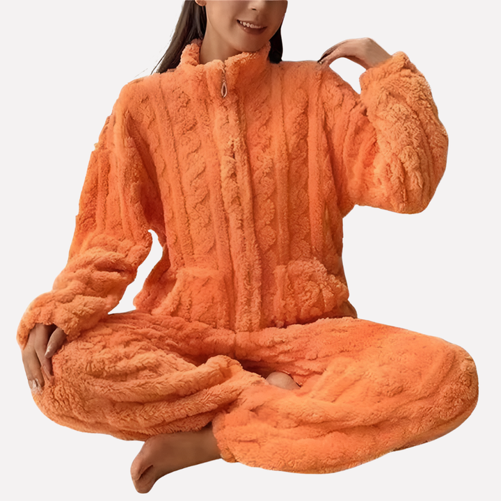 Damen Fleece Schlafanzug Set