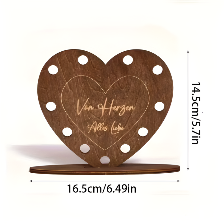 Herzförmige Holz-Liebesbrief- & Cash-Geschenkbox