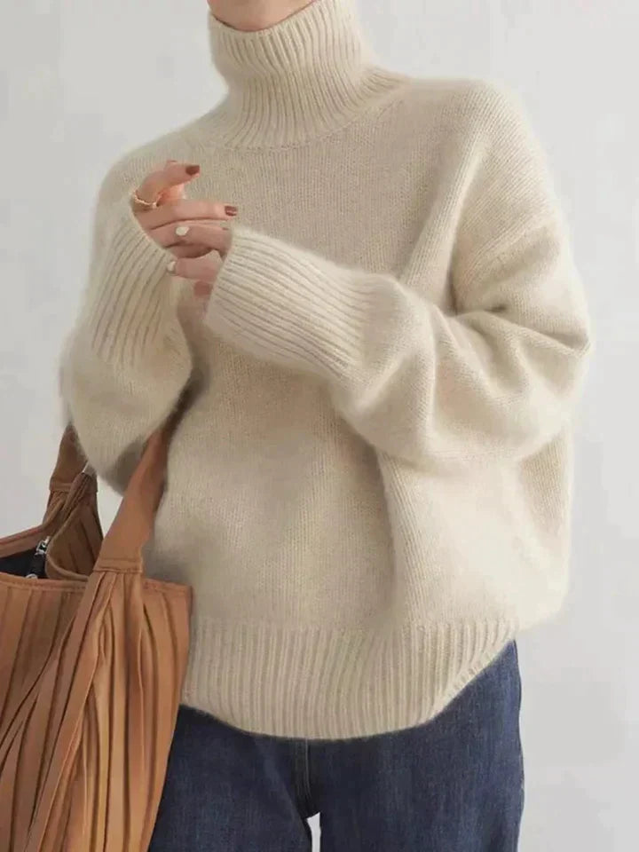 Luxuriöser Rollkragenpullover aus feiner Wolle für Damen