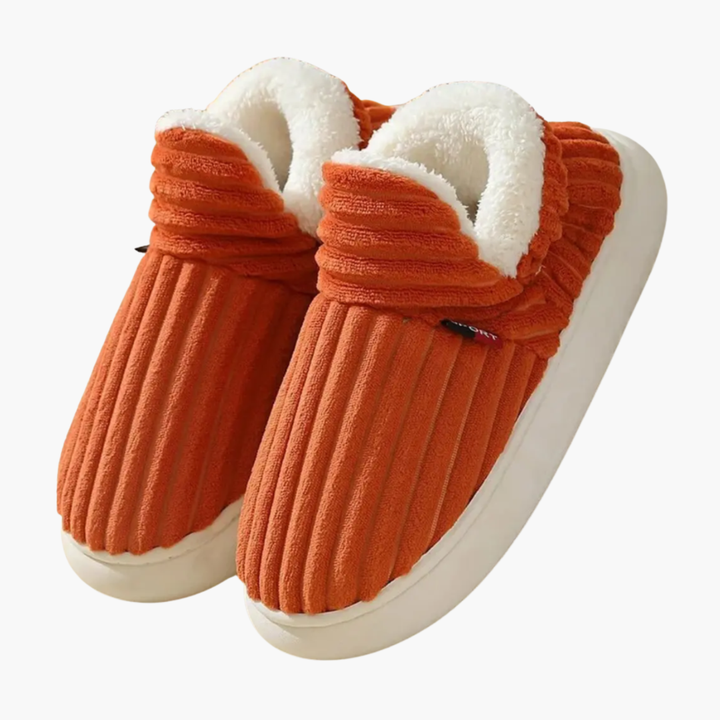 Damen Plüsch Hausschuhe – Gerippte Indoor-Schuhe