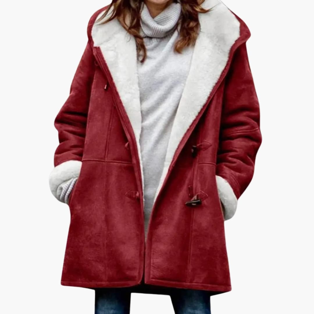 Damen-Hoodie-Mantel – Knopfverschluss-Style