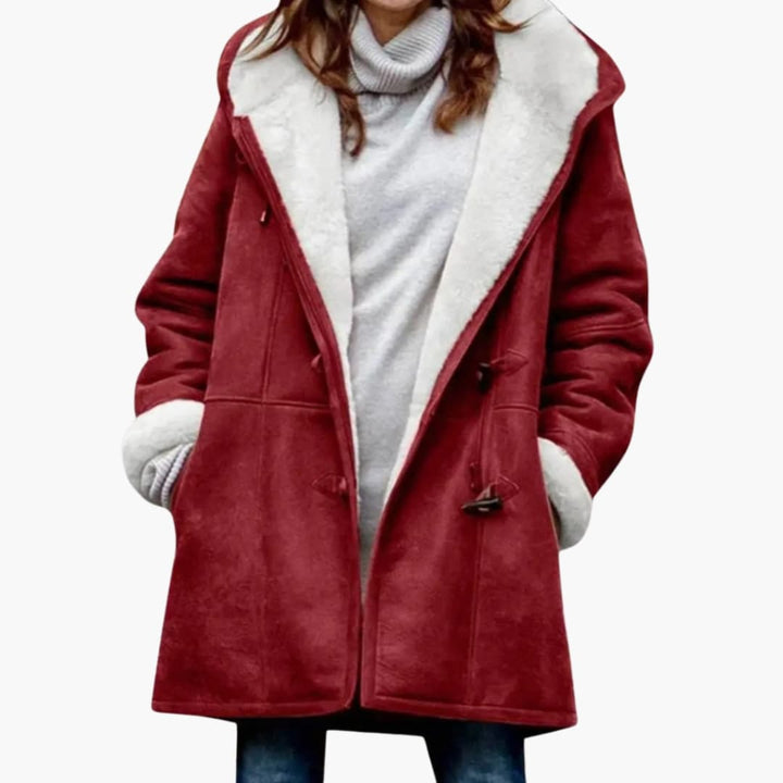 Damen-Hoodie-Mantel – Knopfverschluss-Style